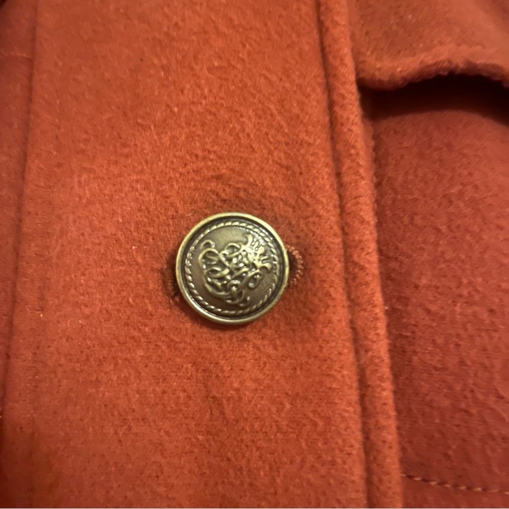 LIZ CLAIBORNE Peacoat w/ Detachable Faur Fur Trimmed Hood in Burnt Orange: Sz S - Picture 2 of 8